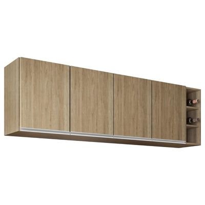 Armário De Cozinha Aéreo 180cm Nevada Com Nicho Castanho - Lumil