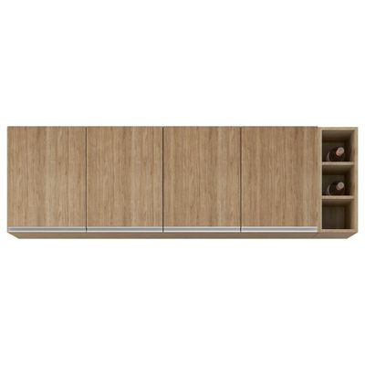 Armário De Cozinha Aéreo 180cm Nevada Com Nicho Castanho - Lumil