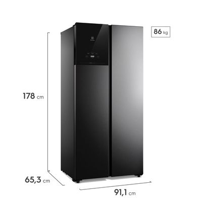 Geladeira Electrolux Frost Free Inverter 431L AutoSense Bivolt Side by Side Black Inox Look (ES40B) Bivolt