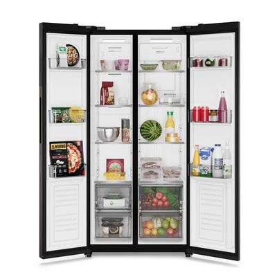 Geladeira Electrolux Frost Free Inverter 431L AutoSense Bivolt Side by Side Black Inox Look (ES40B) Bivolt