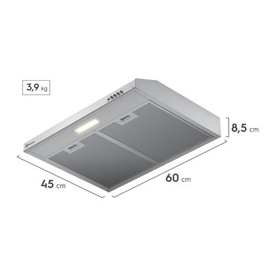 Depurador de Ar Electrolux 60 cm Inox Alto Poder de Sucção, Luz LED e Filtragem Dupla (DE6SS) 220V