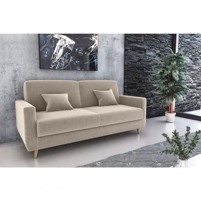 Sofá Cama Emília 2 Lugares 190cm Suede Bege Matrix