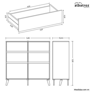 Cômoda Sapateira Dora 2 Portas E 4 Gavetas Branco - Móveis Albatroz