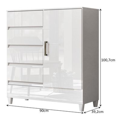 Cômoda Fit 1 Porta E 4 Gavetas Branco - Santos Andirá