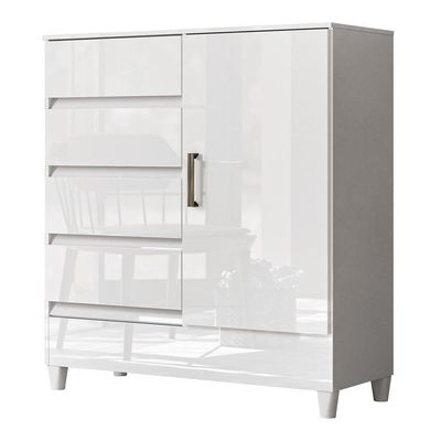 Cômoda Fit 1 Porta E 4 Gavetas Branco - Santos Andirá