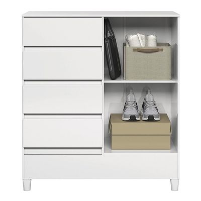 Cômoda Fit 1 Porta E 4 Gavetas Branco - Santos Andirá