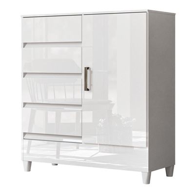 Cômoda Fit 1 Porta E 4 Gavetas Branco - Santos Andirá