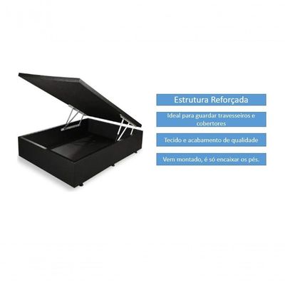 Cama Box Baú Casal 138 Bello Box - Tecido Sintético Preto