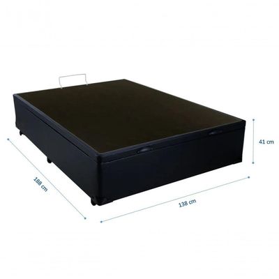 Cama Box Baú Casal 138 Bello Box - Tecido Sintético Preto