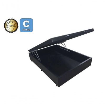 Cama Box Baú Casal 138 Bello Box - Tecido Sintético Preto