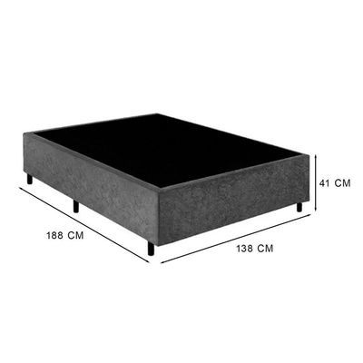 Cama Box Casal 138 Suede Cinza Com Colchão Espuma D33 Marrocos 30cm