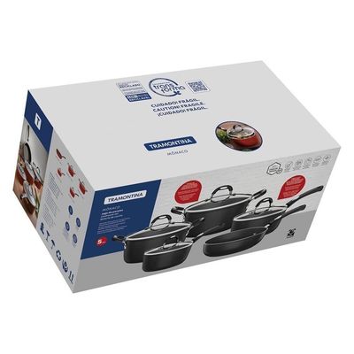 Jogo De Panelas Tramontina Mônaco Em Alumínio Com Revestimento Interno Antiaderente Starflon T3 2089