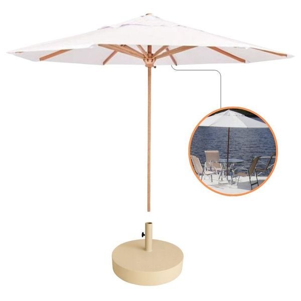 Guarda Sol Ombrelone 3,00m + Base 40kg Para Praia Piscina Jardim Branco