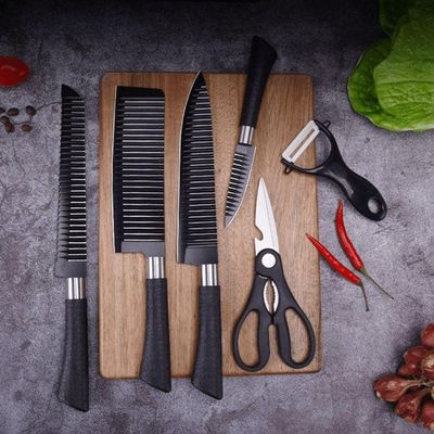 Kit Facas Antiaderente 6 Pçs Preto Preto