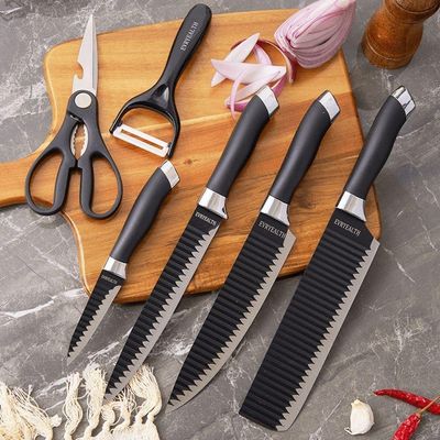 Kit Facas Antiaderente 6 Pçs Preto Preto