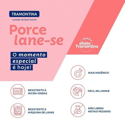 Jogo De Pratos Tramontina Grid Em Porcelana Decorada 12 Peças - 96589031