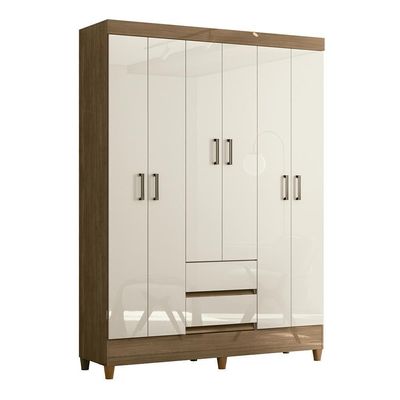 Guarda Roupa Casal Fit 6 Portas E 2 Gavetas Jequitibá-off White - Santos Andirá Jequitibá-off White