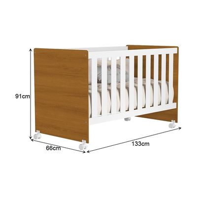 Kit Gêmeos Berço Mel Branco/savana Com Colchões Baby Physical - Reller Móveis Branco/savana