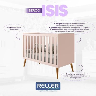 Kit Gêmeos Berço Americano Isis Rosa Com Colchões Baby Physical - Reller Móveis Rosa