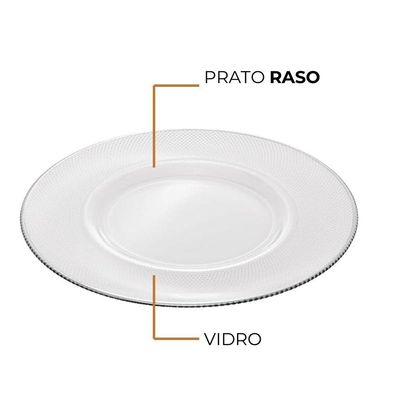 Jogo 10 Prato Raso De Vidro Gema Plus Transparente 25cm Class Home
