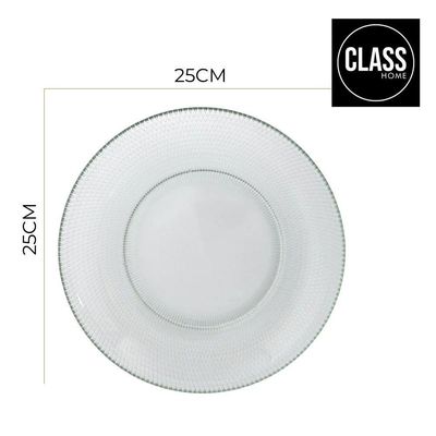 Jogo 10 Prato Raso De Vidro Gema Plus Transparente 25cm Class Home