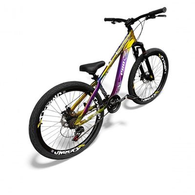 Bicicleta aro26 Prox Rustic Pro Freeride 21v aroVmaxx FreioDisco Garfo Suspensão Pneu Flame camaleão