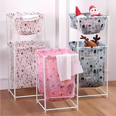 Cesto De Roupa Duplo Roupeiro 2 Andares Organizador Divisorias Multiuso De Banheiro Quarto Lavanderia Brinquedos