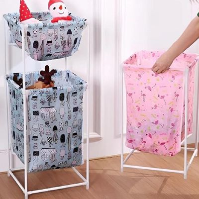Cesto De Roupa Duplo Roupeiro 2 Andares Organizador Divisorias Multiuso De Banheiro Quarto Lavanderia Brinquedos
