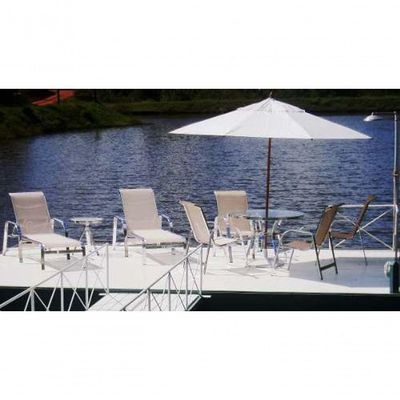 Ombrelone Guarda Sol 3,00 Metros De Madeira Com Base Branco