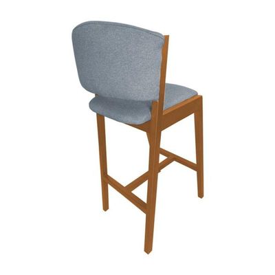 Kit 4 Banquetas Altas De Madeira Maciça Ana Em Linho Premium Cinza Linho Cerejeira