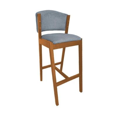 Kit 4 Banquetas Altas De Madeira Maciça Ana Em Linho Premium Cinza Linho Cerejeira