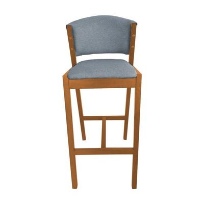 Kit 4 Banquetas Altas De Madeira Maciça Ana Em Linho Premium Cinza Linho Cerejeira