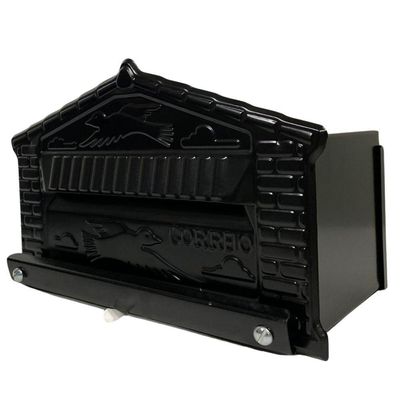Caixa De Correios Pombinho Preta De Grade Grande 20x25x12cm Preto
