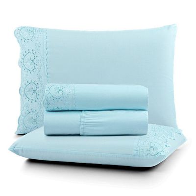 Jogo De Cama Nobless Queen 04 Peças 100% Poliéster - Azul Sutil