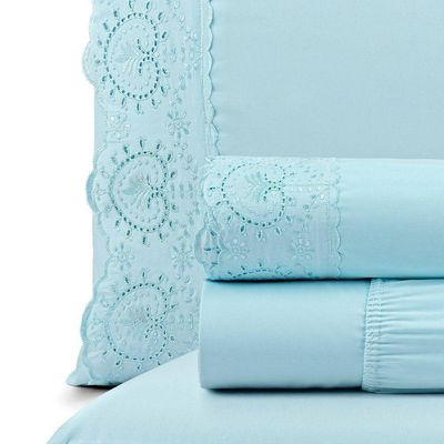 Jogo De Cama Nobless Queen 04 Peças 100% Poliéster - Azul Sutil