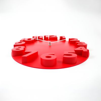 Relógio de Parede 3D 30cm Vermelho