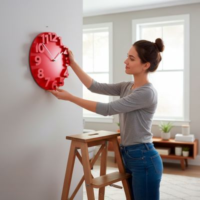 Relógio de Parede 3D 30cm Vermelho