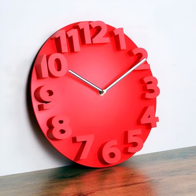 Relógio de Parede 3D 30cm Vermelho