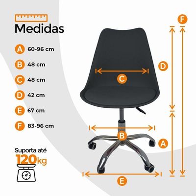 Kit 4 Cadeiras Office Base Cromada Com Rodízio Giratória Saarinen Preto