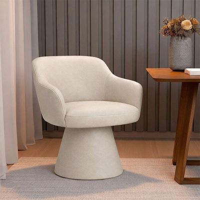 Cadeira De Mesa De Jantar Jade Base Cone Giratória Corano Off White - Nexta Casa