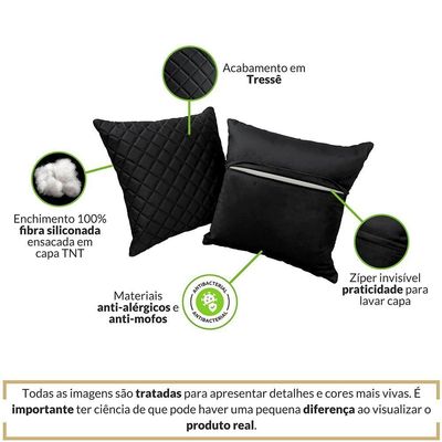 Almofadas Tressê Decorativas 40x40cm Veludo - Nexta Casa Cor Preto