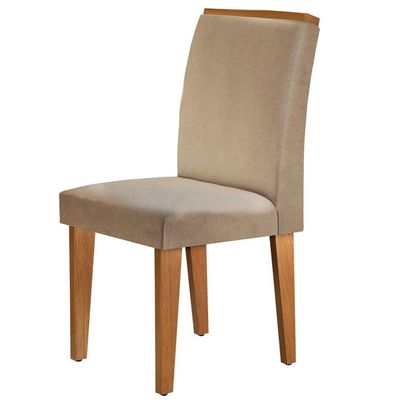 Mesa Tampo Mdf Canto Reto 6 Cadeiras Turim/Off White/Imbuia