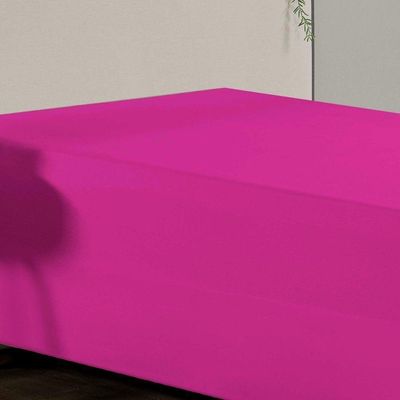 Jogo De Cama Solteiro Nobre 2 Peças Luva De Box 55cm De Altura Malha 100% Algodão - Pink