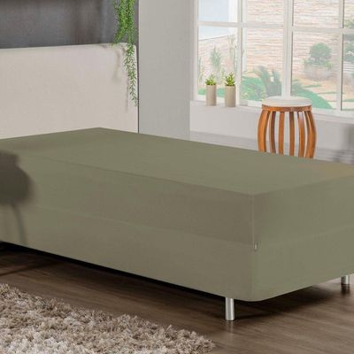 Jogo De Cama Solteiro Nobre 2 Peças Luva De Box 55cm De Altura Malha 100% Algodão - Avelã