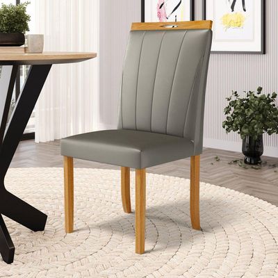 Kit Com 2 Cadeiras Aurora Madeira Maciça Estofadas Para Mesa De Jantar Veludo Chumbo 109