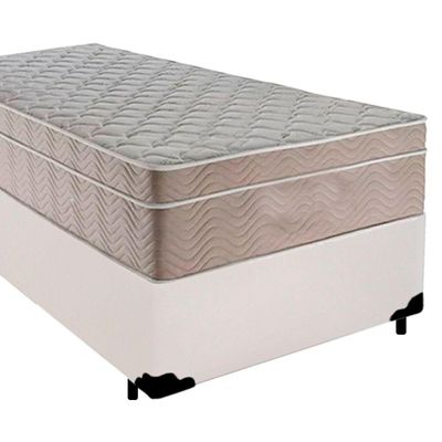 Cama Box Solteiro Sintético + Colchão De Molas Ensacadas - - 88cm Branco