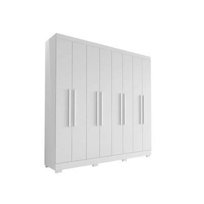 Guarda Roupa Casal Porto 8 Portas 4 Gavetas E Armário Multiuso 2 Portas 2000191 Branco Tx - Aramóveis