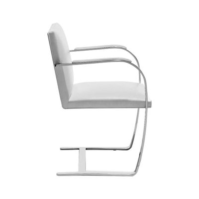 Kit 4 Cadeiras Brno Escritório Couro Sintético Branco Barra Chata Cromada
