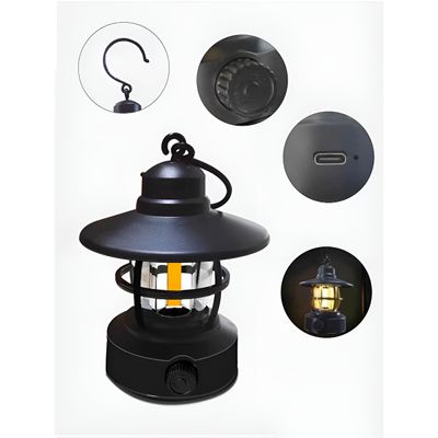 Luminária Formato Lampião LED Recarregável