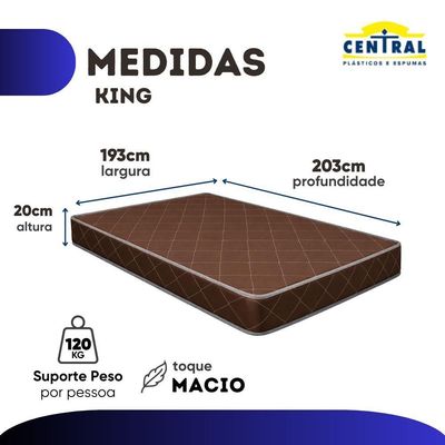 Colchão King Espuma D45 Top Supremo 193x203x20cm – Central Espumas